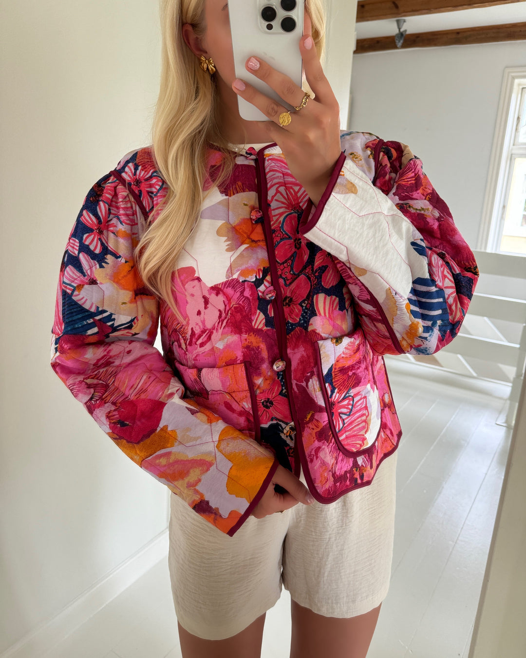 Y.A.S delphi ls quilted jacket s. sachet pink/delphi print