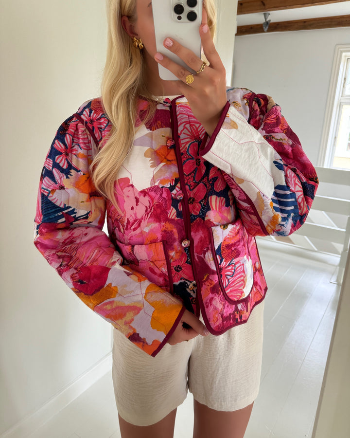 Y.A.S delphi ls quilted jacket s. sachet pink/delphi print