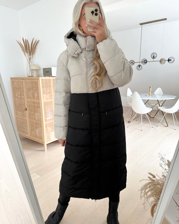 JDY jakke duffy block x-long moonbeam/black