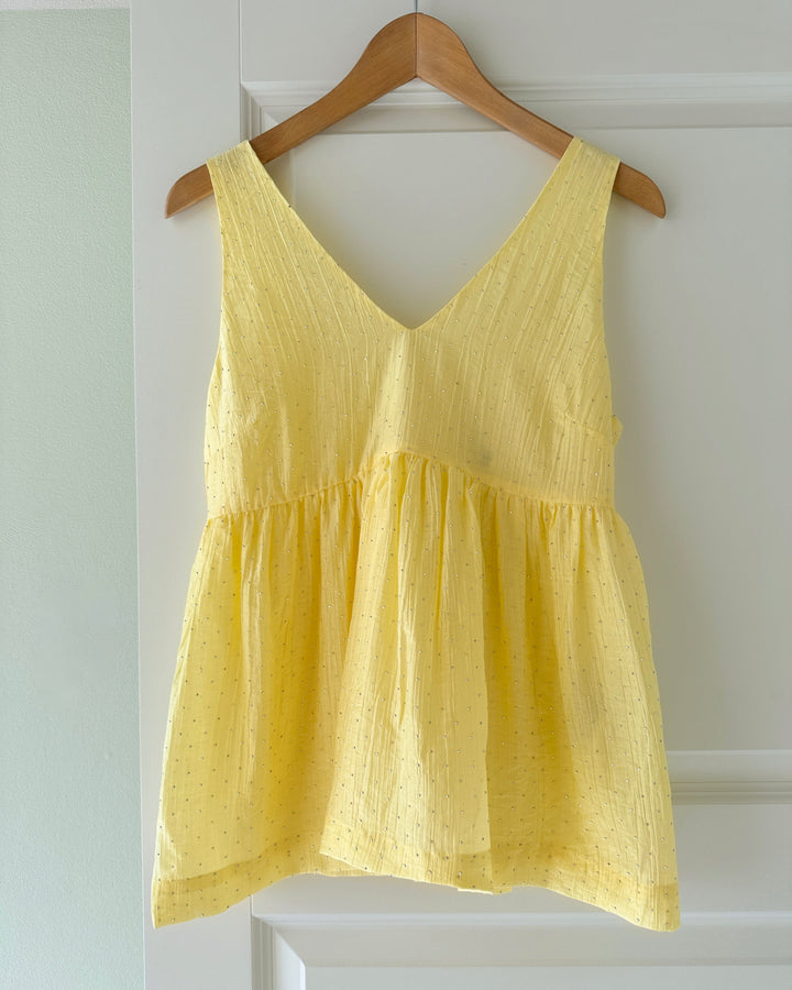 Pieces top falina sl v-neck top d2d wvn fsy french vanilla/silver stu
