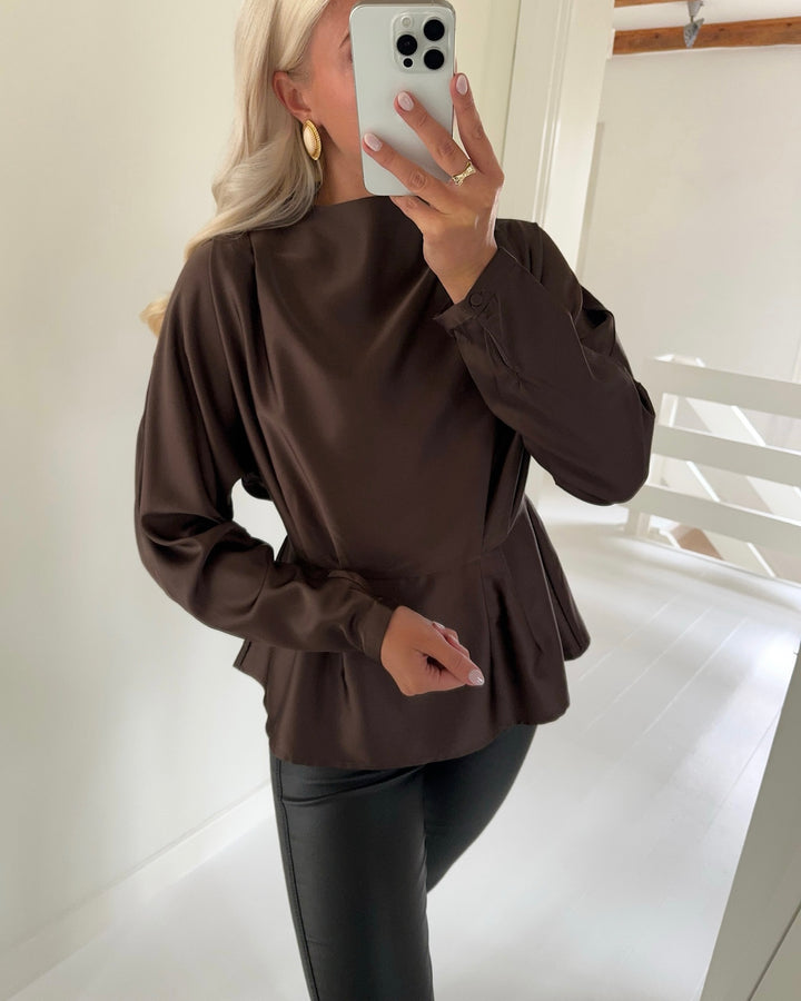 Y.A.S bluse yera ls chocolate brown
