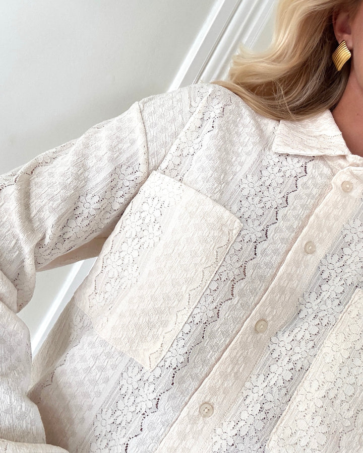 Vero Moda skjorte lizzie ls lace birch