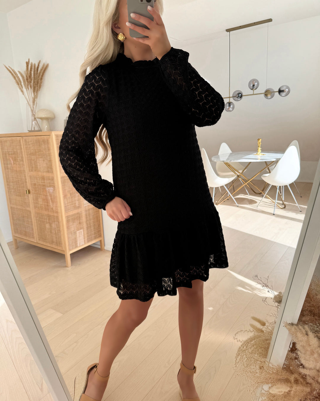 Vero Moda kjole becca ls o-neck short black