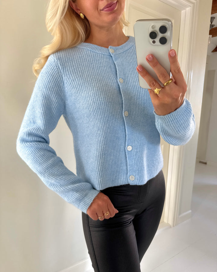Pieces cardigan silly ls o-neck knit cashmere blue melange