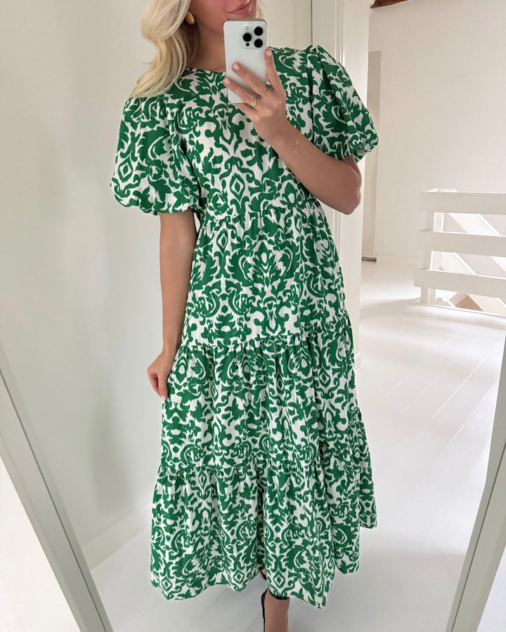 Y.A.S kjole greena ss ankle star white greena