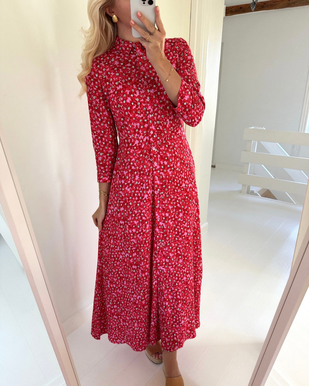 Y.A.S kjole savanna long shirt cyclamen/polly print