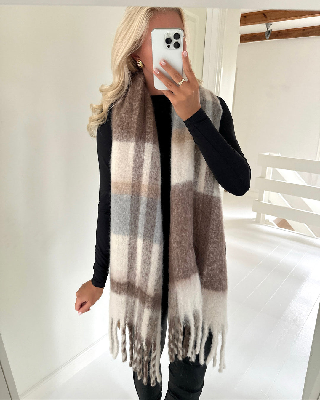 Vero Moda halstørklæde ivy league birch brown lentil/lgm/silver mink