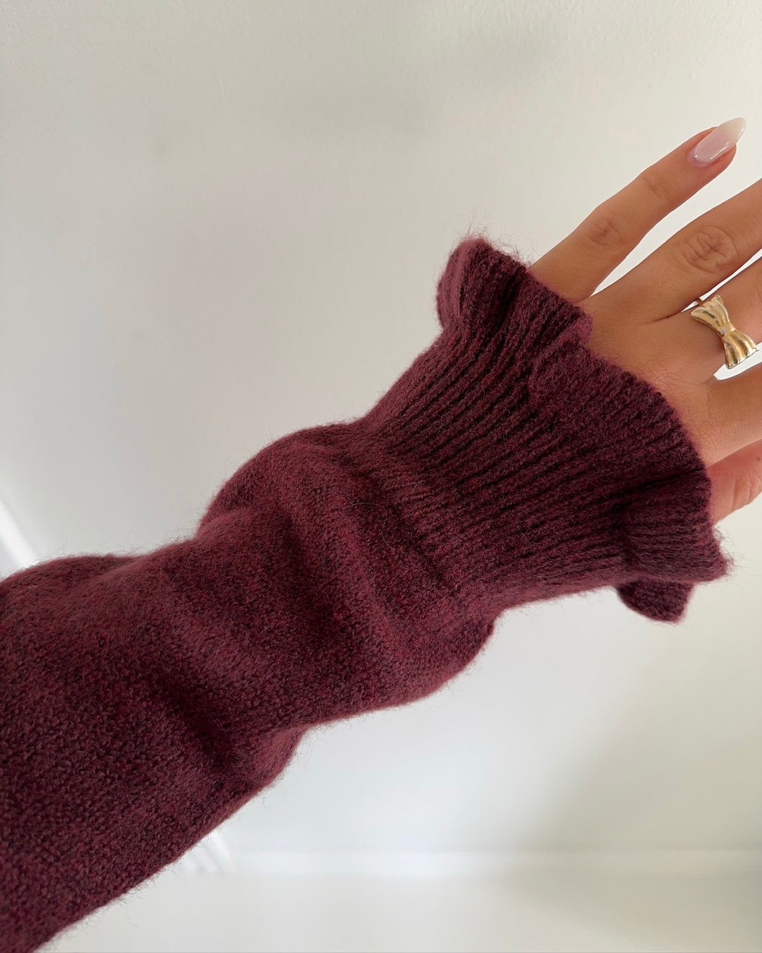 JDY cardigan letty l/s on frill knt noos maroon banner/melange - FORUDBESTILLING LEV. UGE 37