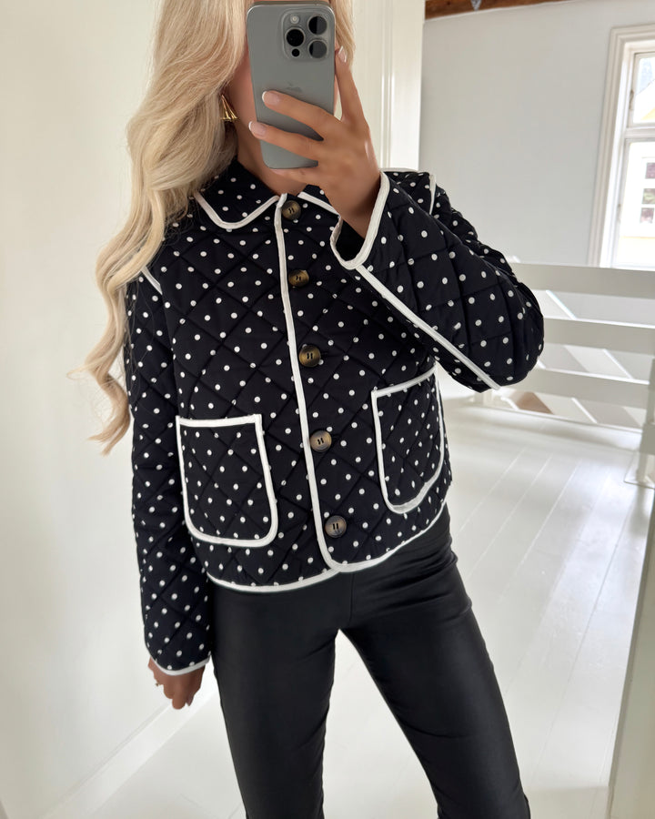 Y.A.S jakke rinna ls padded black/w. white polka