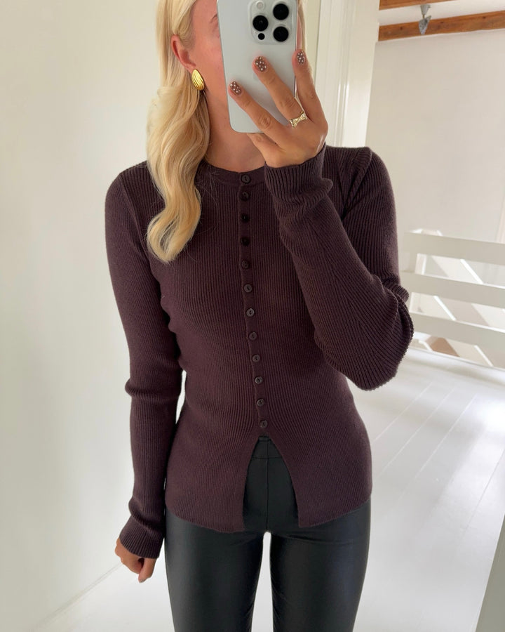 Aware by Vero Moda cardigan ukino ls o-neck chocolate plum