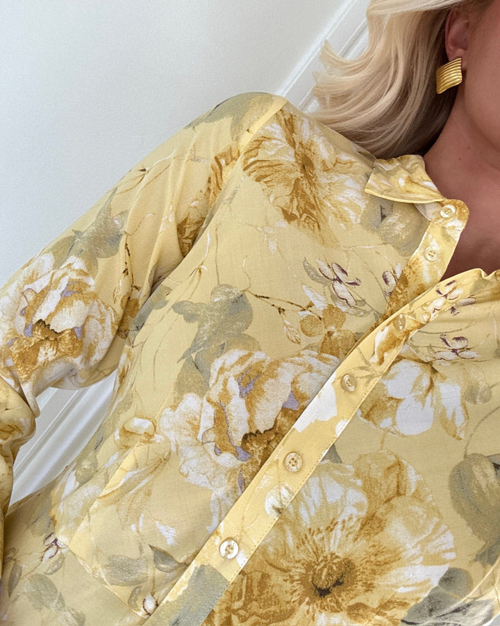 Y.A.S kjole savanna long pale banana/lemon print
