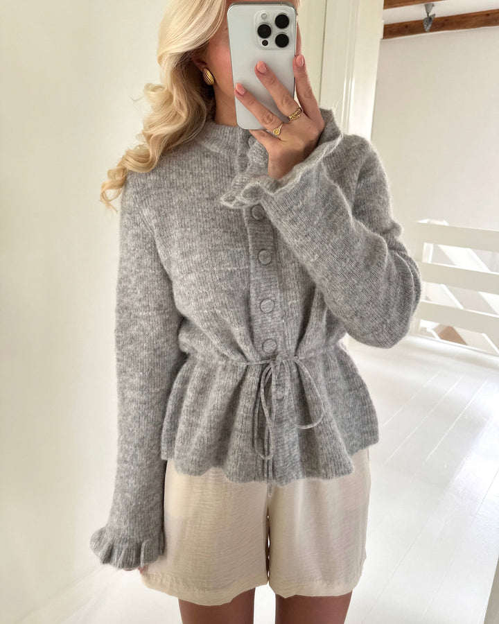 Y.A.S cardigan thellis ls knit light grey melange
