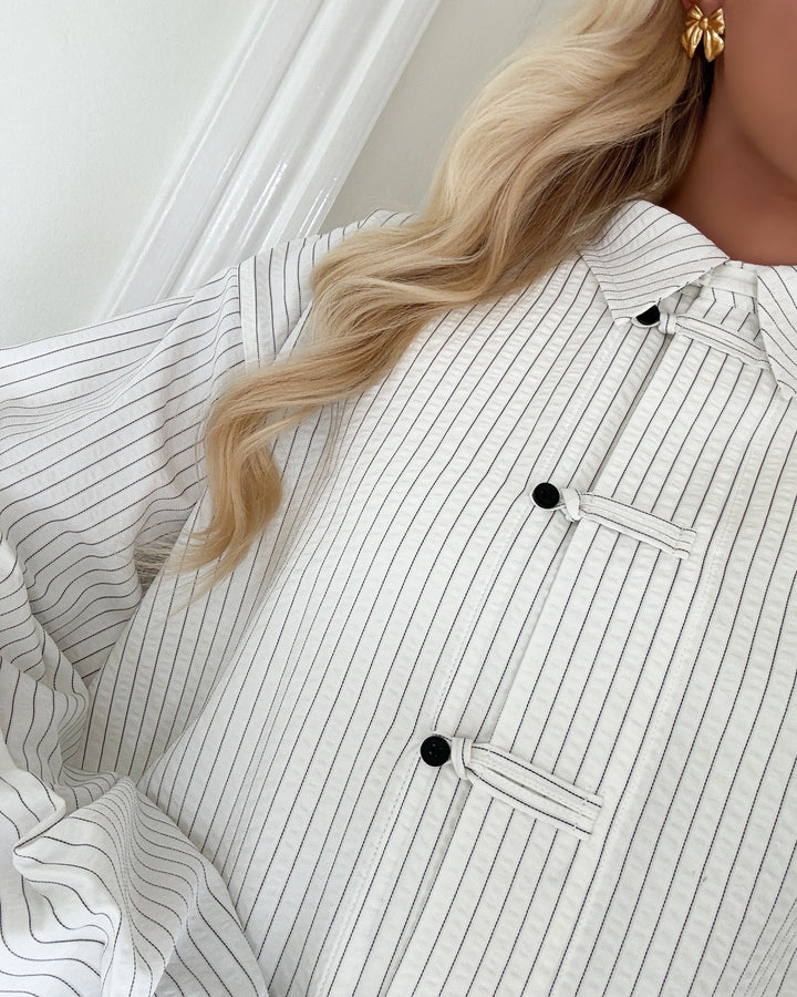 Y.A.S skjorte tiro ls oversize star white/black