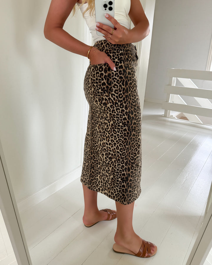 Vero Moda nederdel veri hr calf denim silver mink/leopard