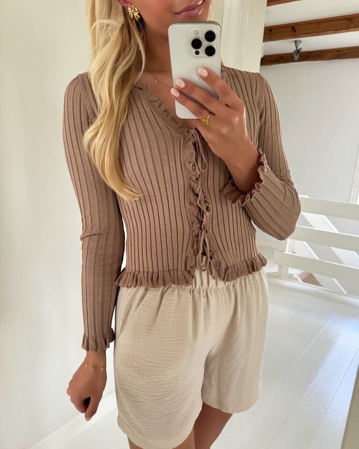 A-view cardigan fabian tie sand
