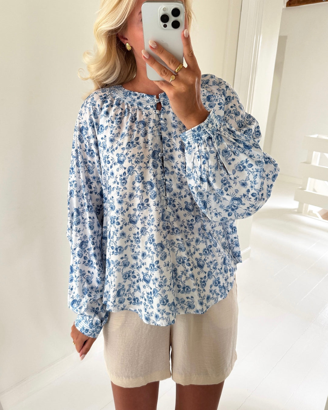 Vero Moda bluse bliss ls snow white/blue emma small