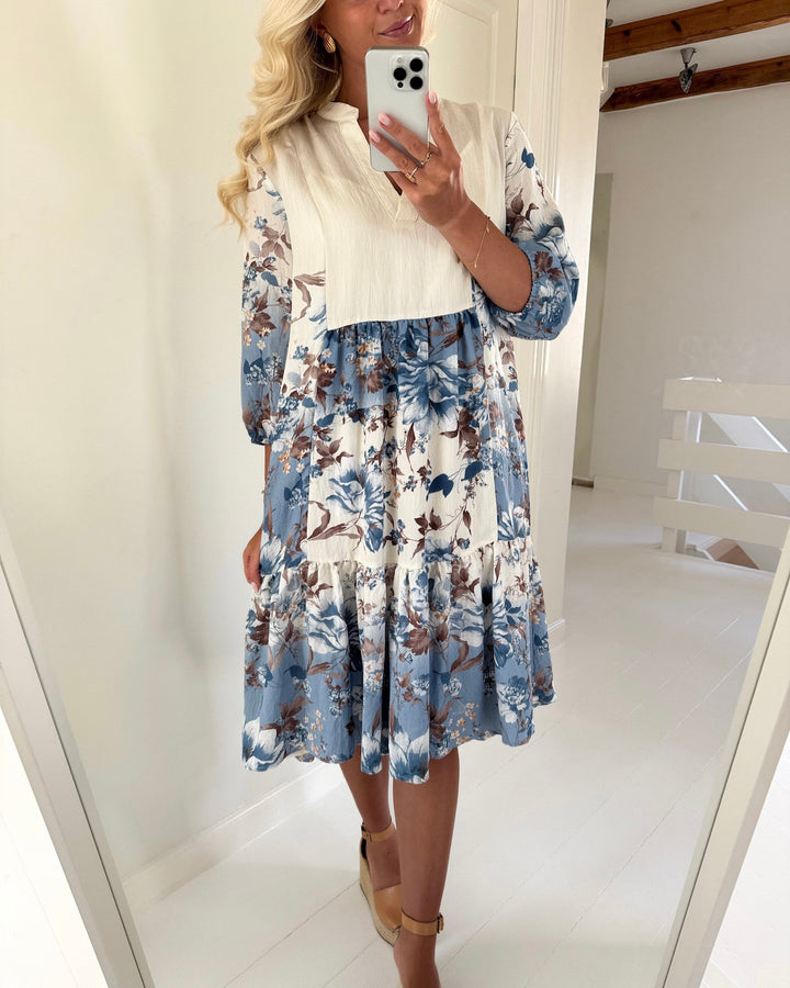 Love&Divine kjole love958-10 blue/brown flower