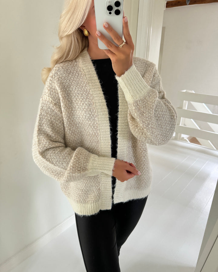 Vero Moda cardigan lovely ls open birch/w. mel + silver mink mel