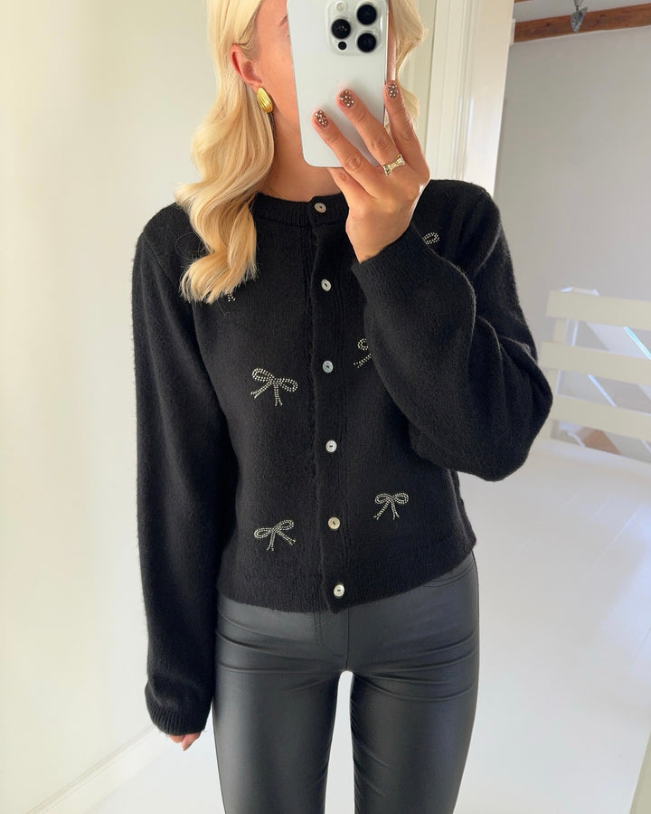 JDY cardigan faye ls o-neck black/w. silver