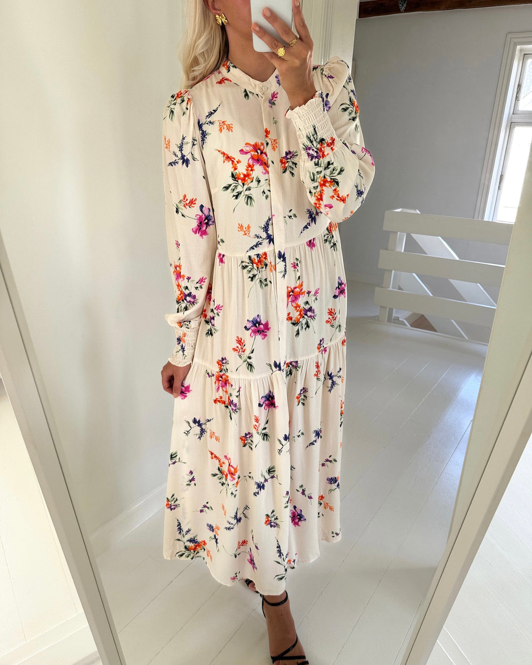 Y.A.S kjole asina ls long shirt whitecap gray/botanica - FORUDBESTILLING LEV. UGE 35
