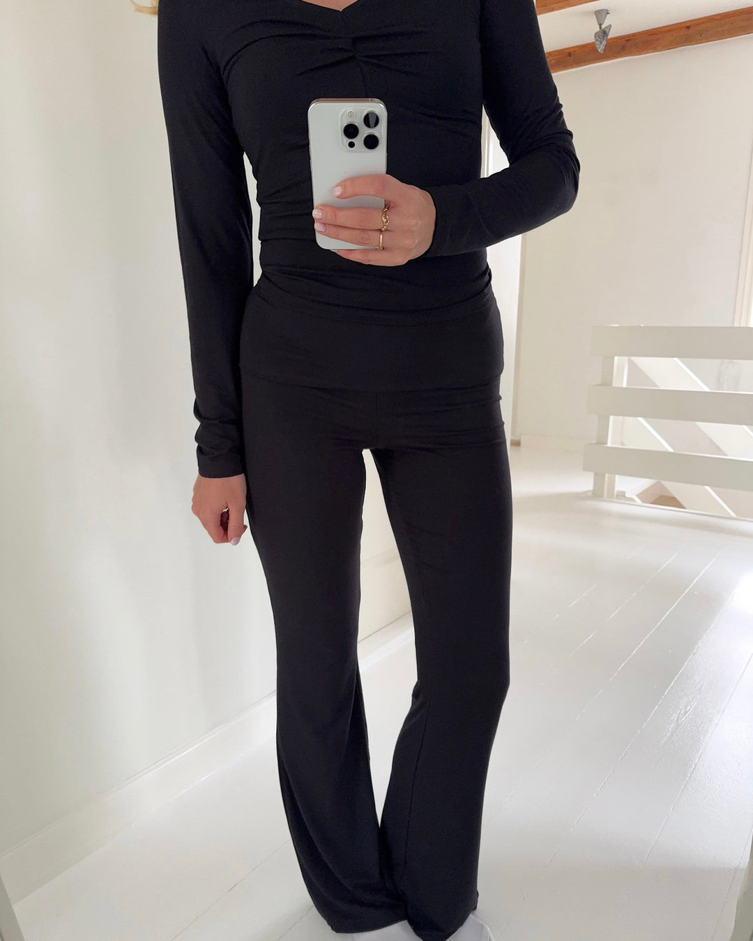 Pieces bukser maliva flared black