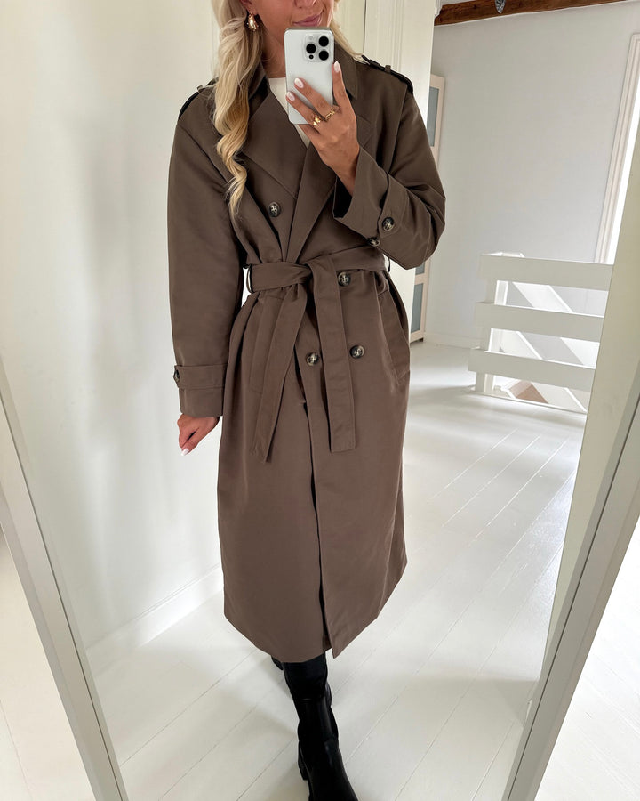 Vero Moda trenchcoat chloe long chocolate chip