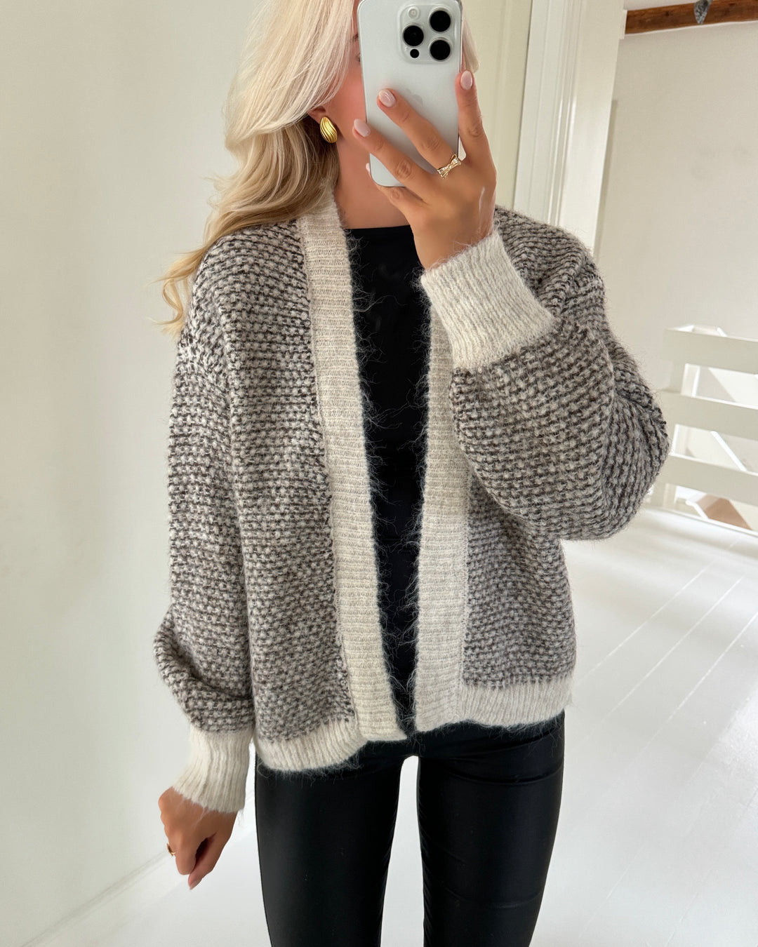 Vero Moda cardigan lovely ls open oatmeal/mel w. chocolate torte