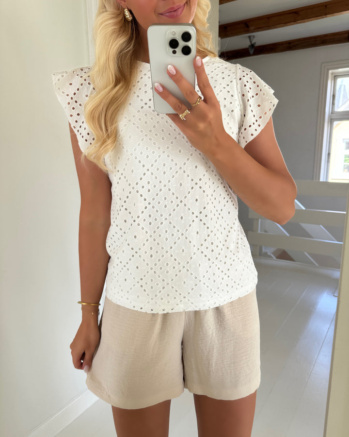 Vero Moda t-shirt tassa sl frill snow white
