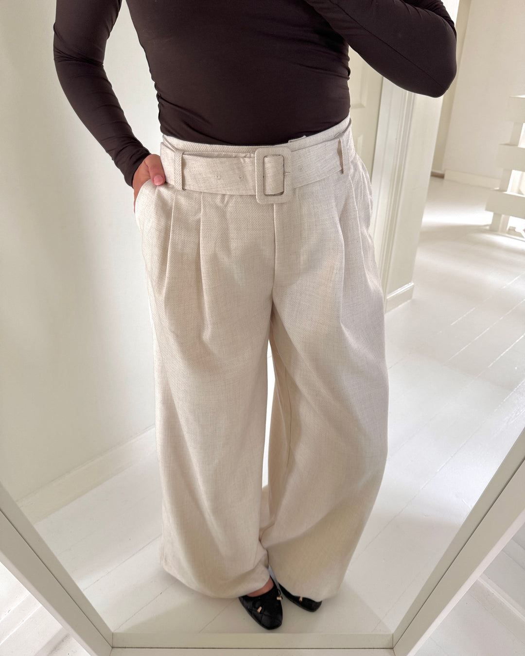 Y.A.S bukser allika hw belted pristine/melange