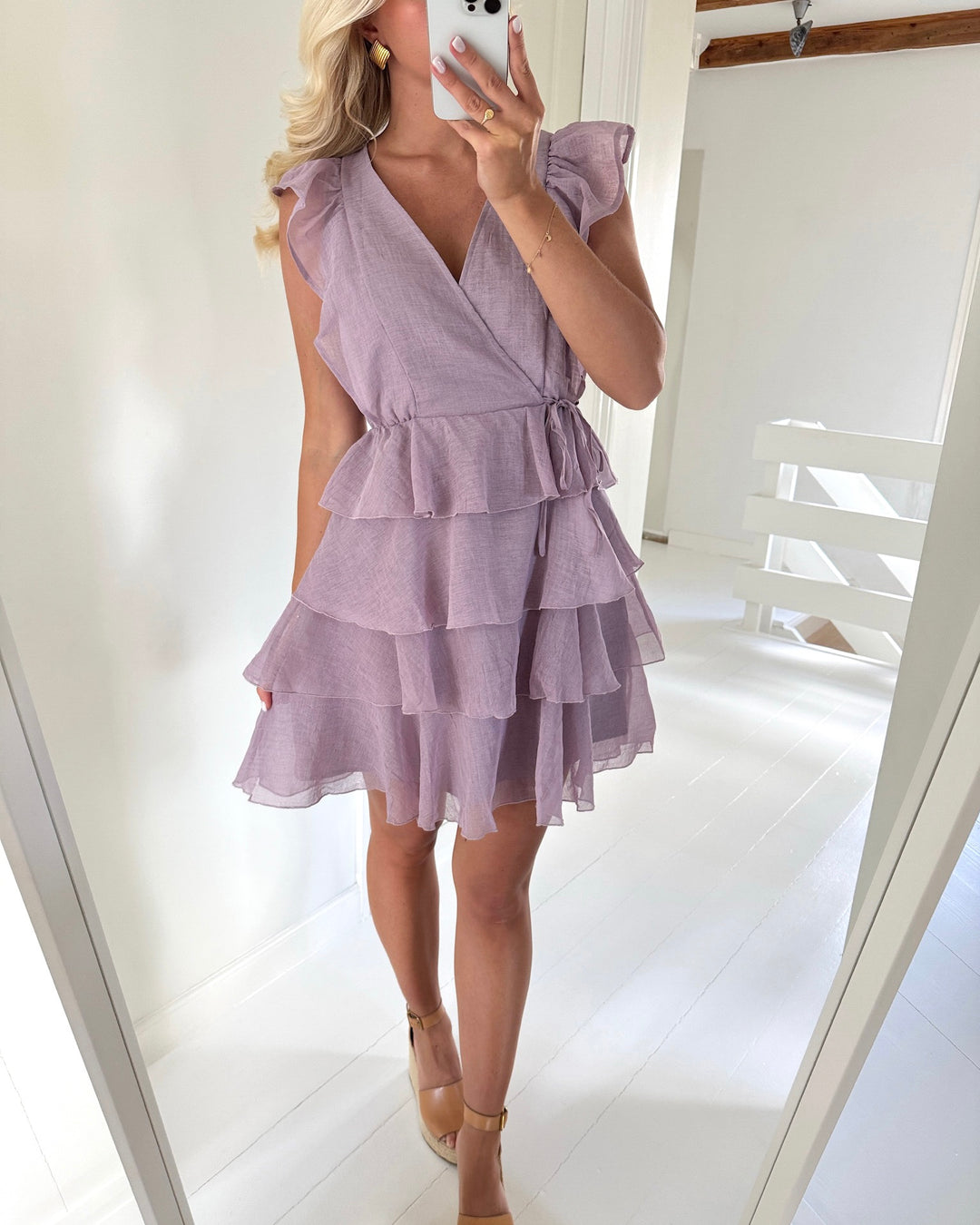 Vero Moda kjole sabrina ss short flounce elderberry