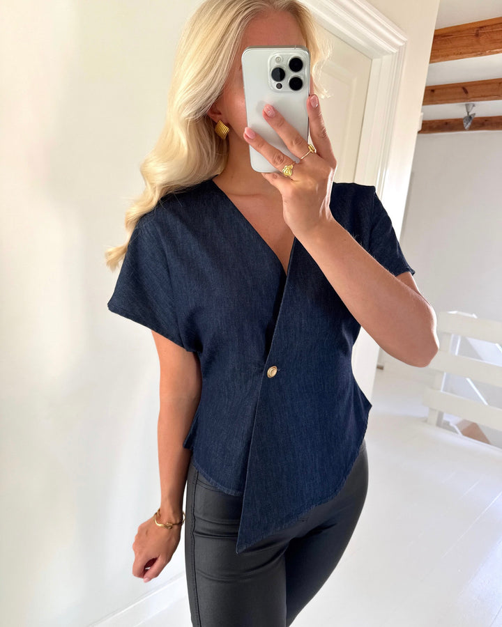 Vero Moda top ranja ss v-neck dark blue denim
