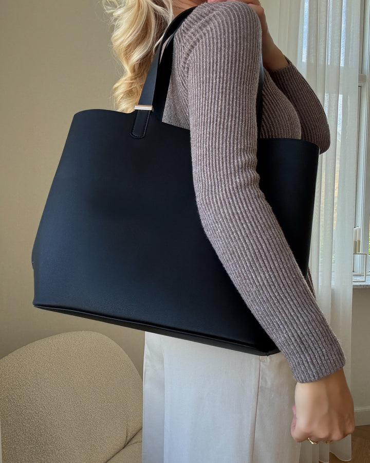 Pieces taske kopa shopper black