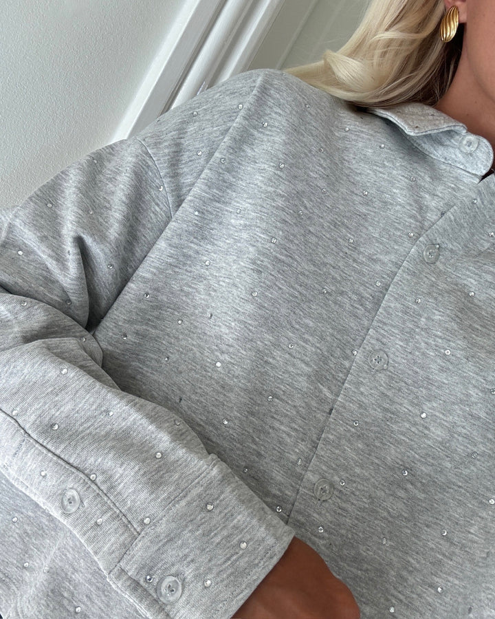 Only skjorte zenna ls stone light grey mela/silver rhinestone