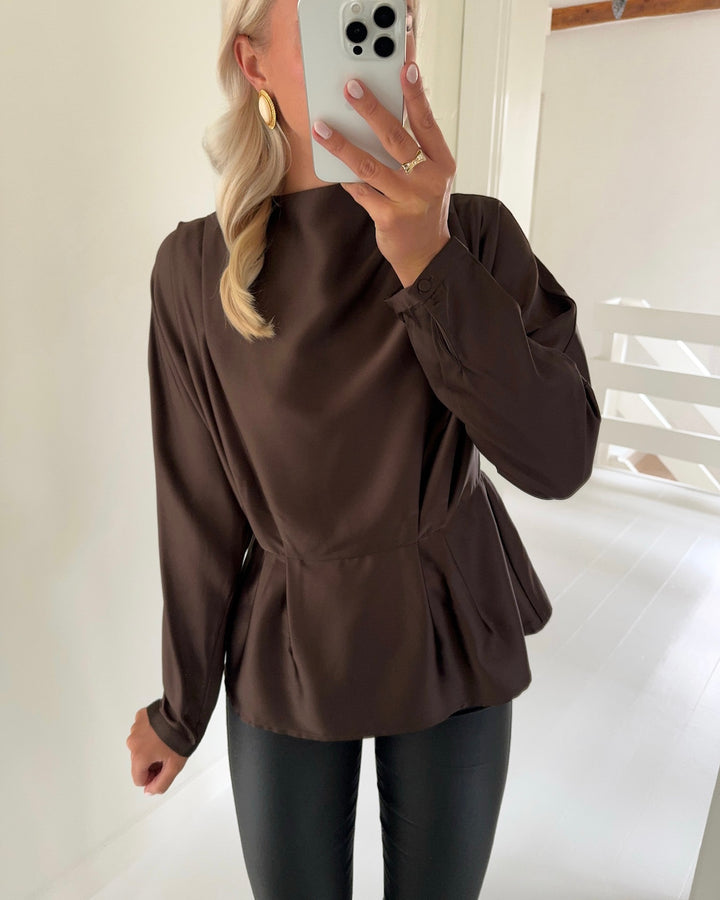Y.A.S bluse yera ls chocolate brown