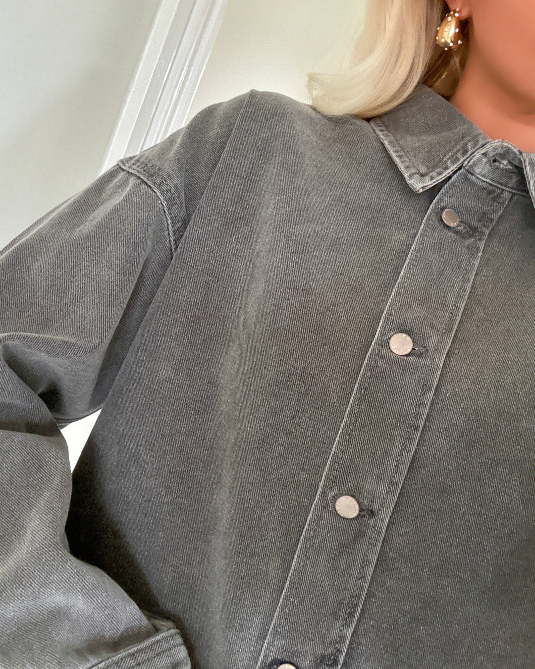 Only skjorte sophie ls oversized medium grey denim