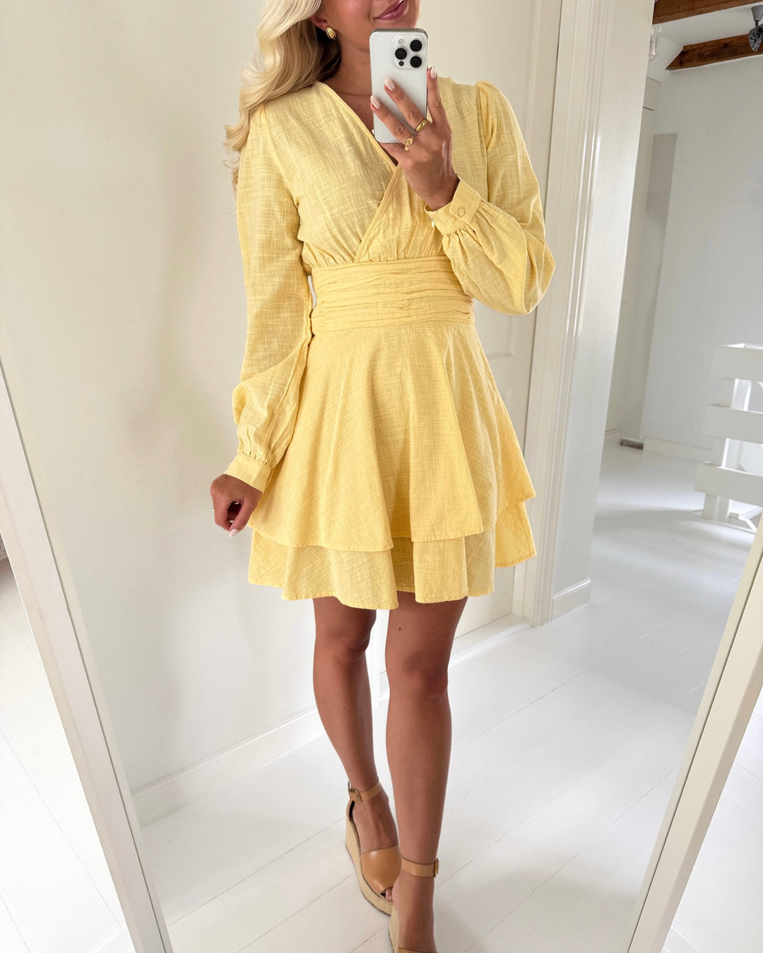 Vero Moda kjole mie polly ls short golden haze