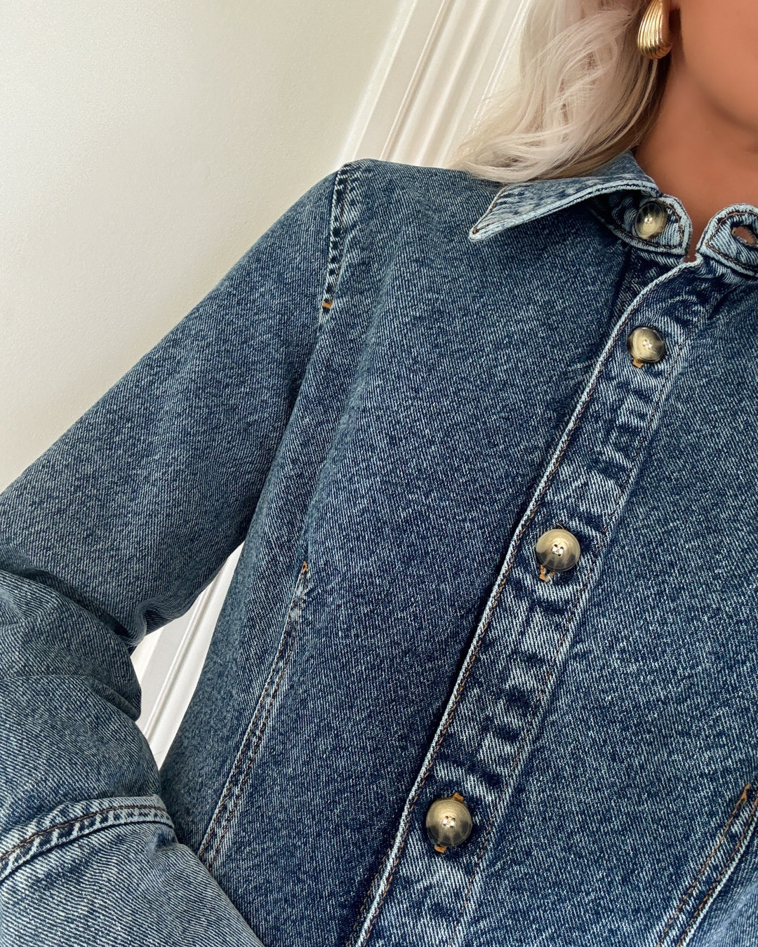 Only skjorte nara ls fitted medium blue denim
