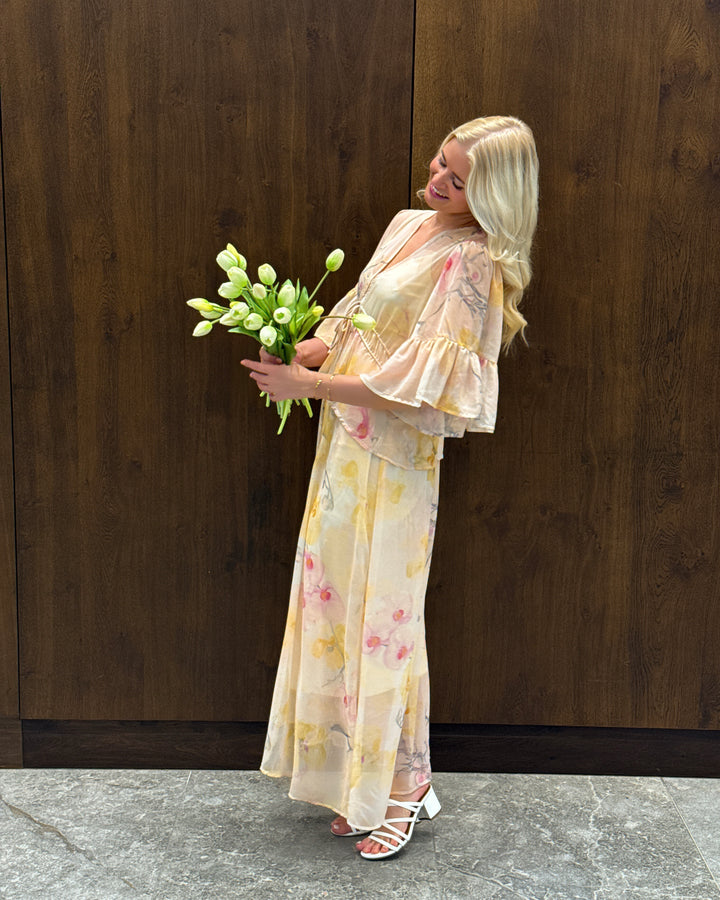 Y.A.S kjole blomina 2/4 ankle afterglow blomina aop - FORUDBESTILLING LEV. START MAJ