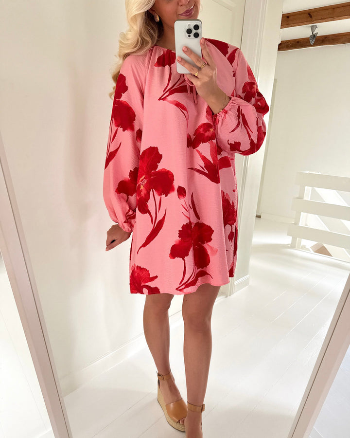 Only kjole hyaci ls string pink icing/big red