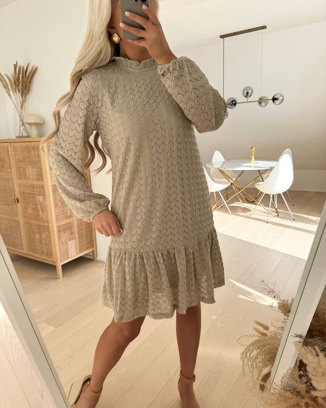 Vero Moda kjole becca ls o-neck short silver lining