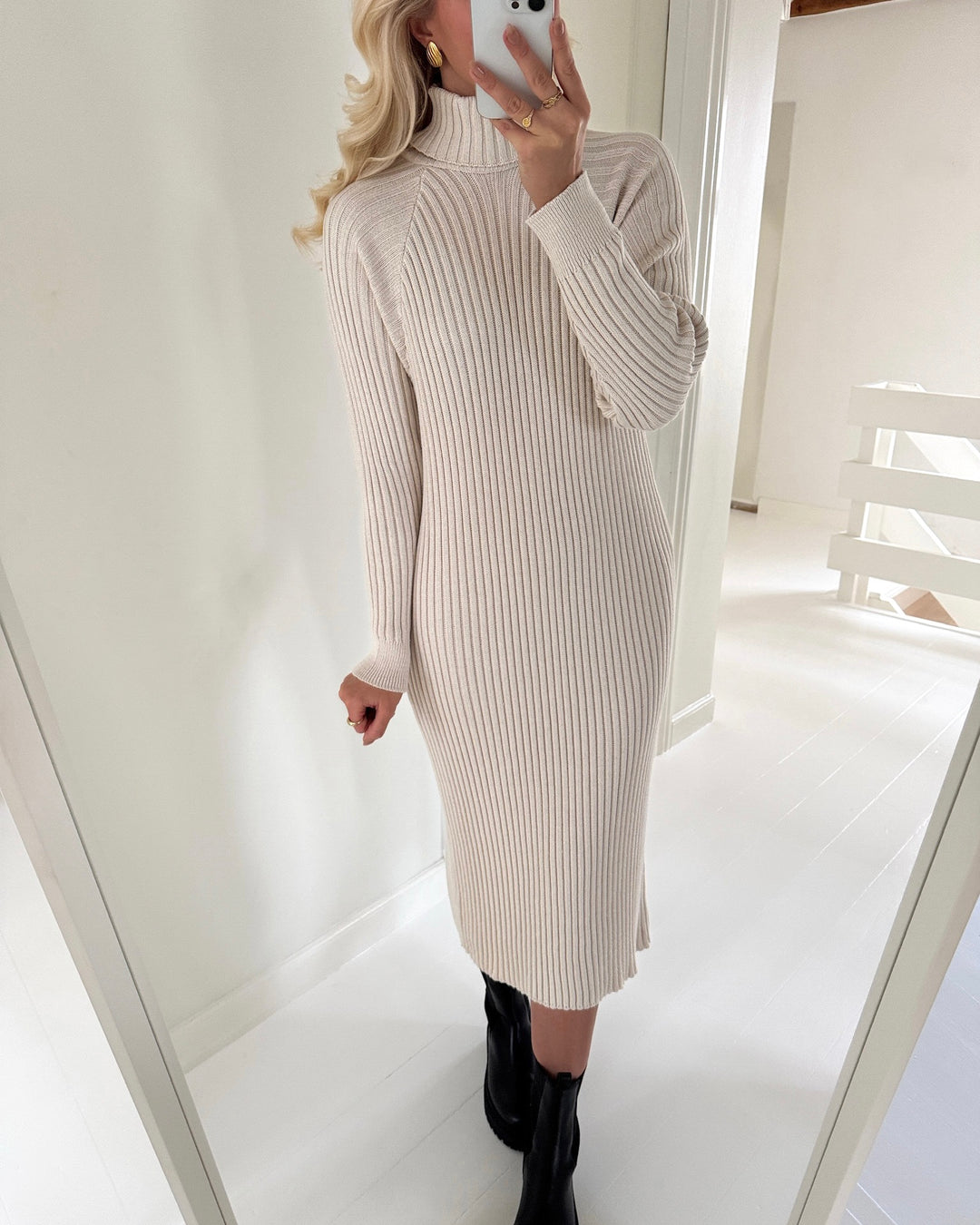 Y.A.S kjole mavi knit midi rollneck birch