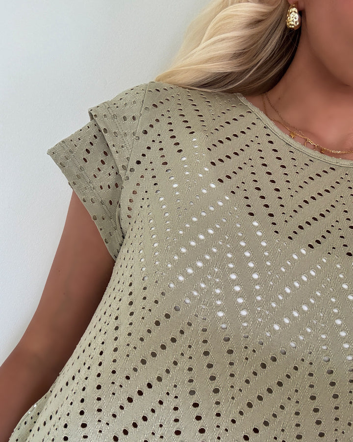 Only bluse smilla ss o-neck frill top elm/boho