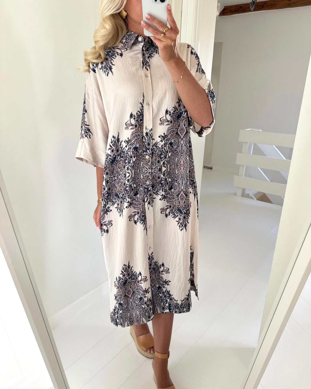 Love&Divine skjortekjole love1554 champagne paisley