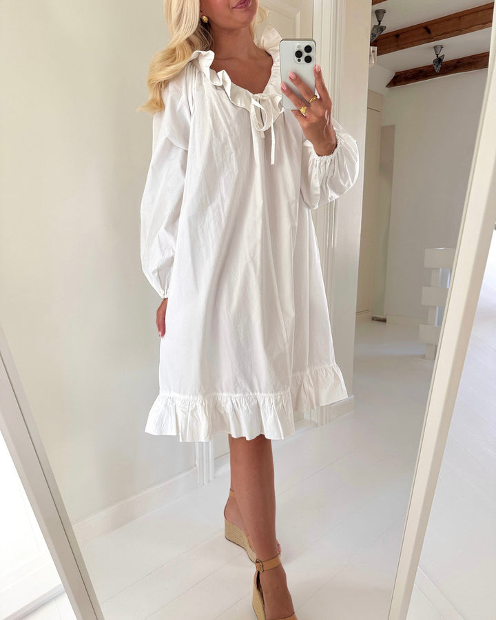 Aware by Vero Moda kjole kari ls v-neck snow white
