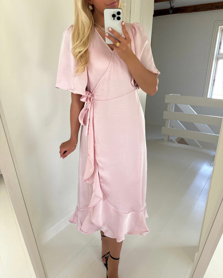 Vero Moda kjole livia ss calf wvn exp cherry blossom - FORUDBESTILLING LEV. UGE 35