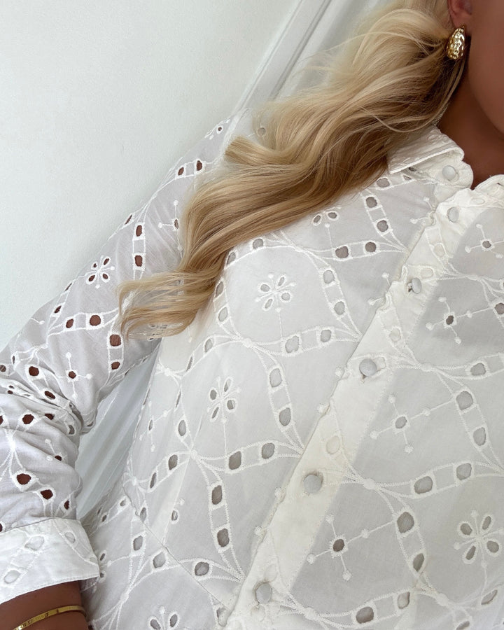 Y.A.S kjole savanno long shirt s. d2d star white