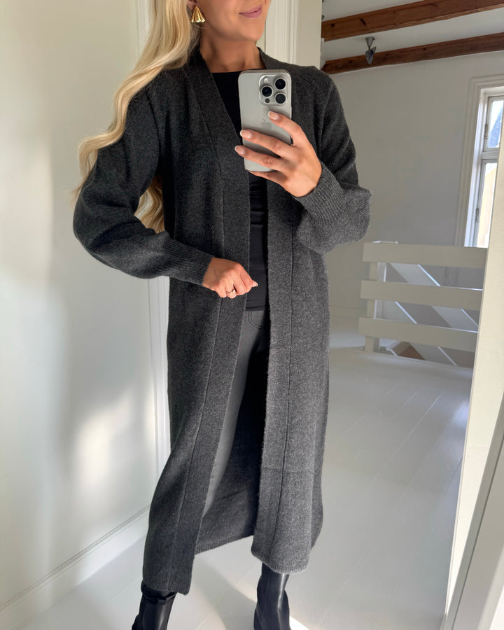 JDY cardigan rue life ls long dark grey melange