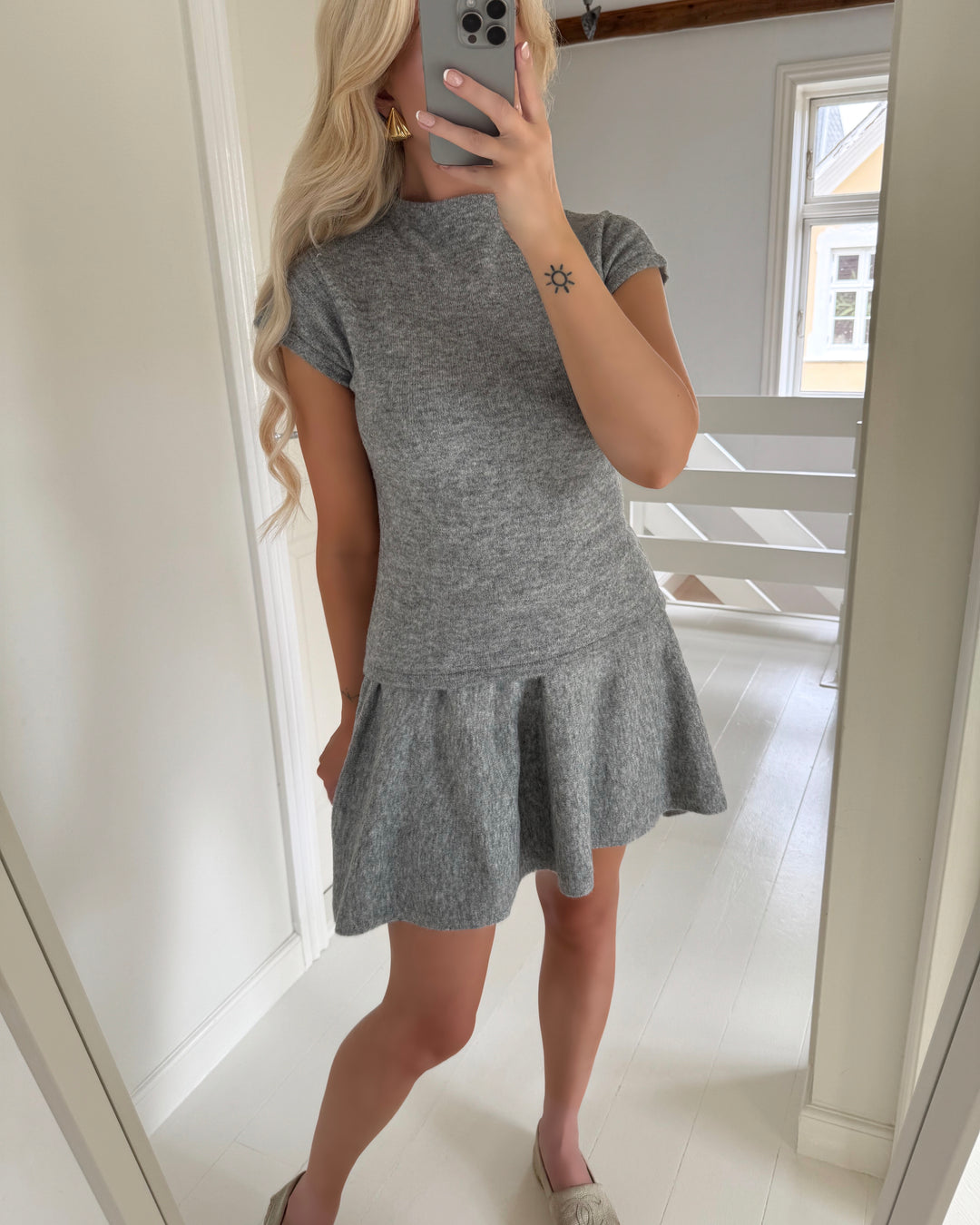 Pieces nederdel familla mw short knit d2d fsy medium grey melange