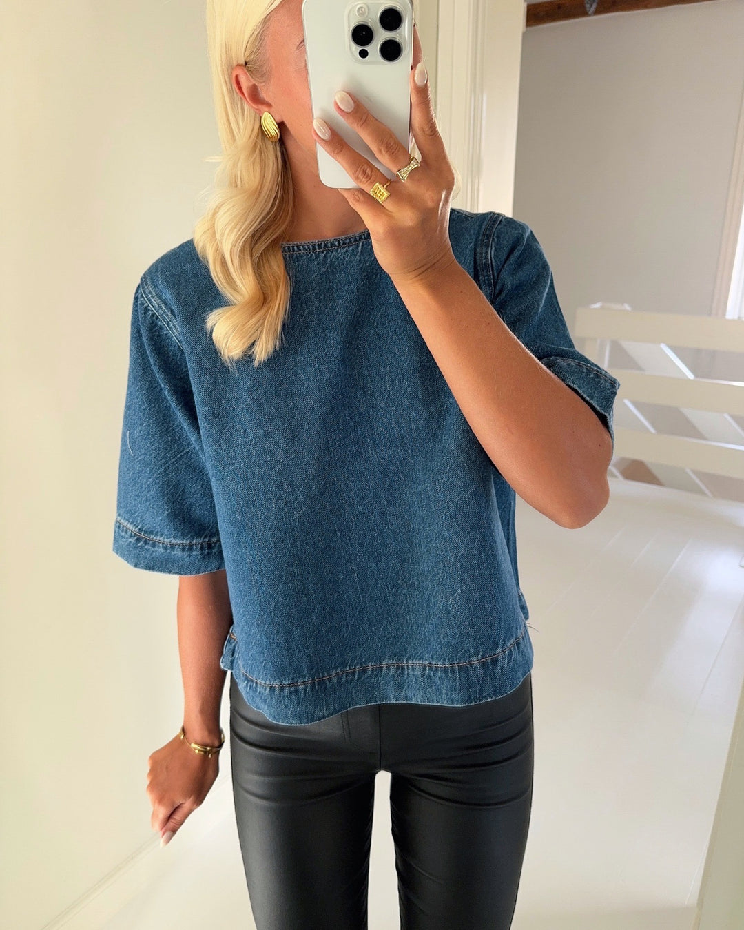 Only top gigi ss denim medium blue denim