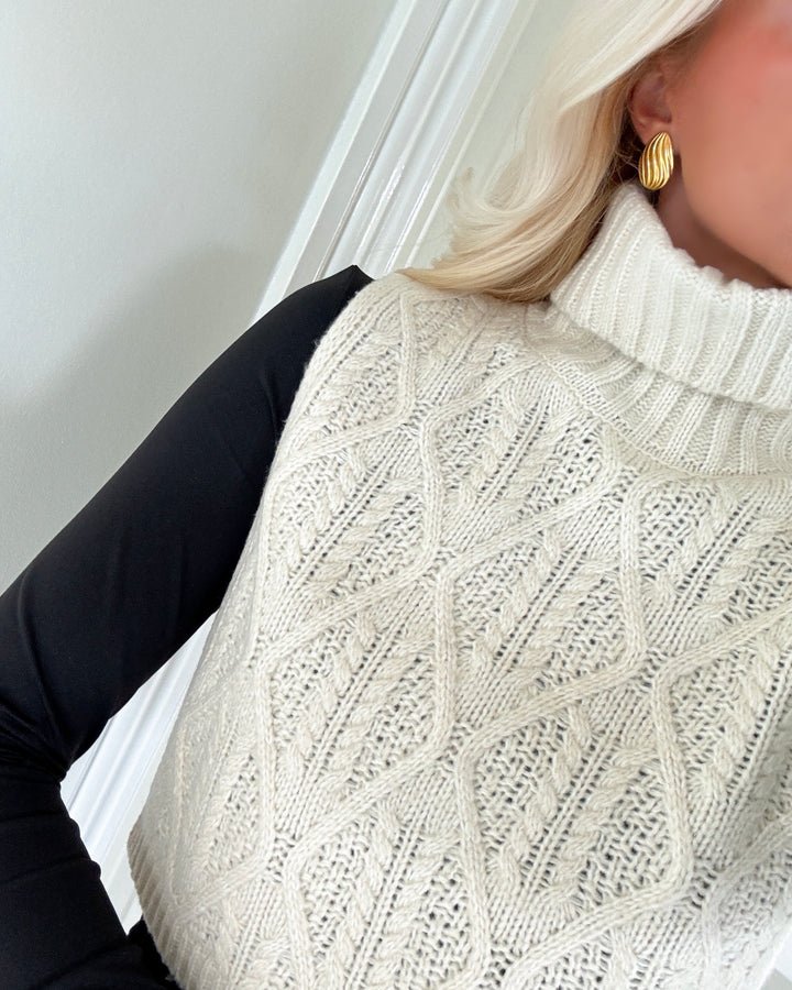 Vero Moda halsklæde sandy cable bibneck oatmeal/melange